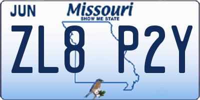 MO license plate ZL8P2Y
