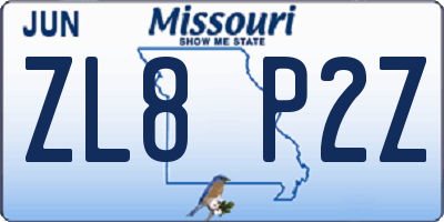 MO license plate ZL8P2Z