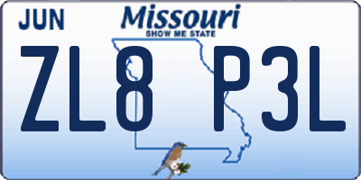MO license plate ZL8P3L