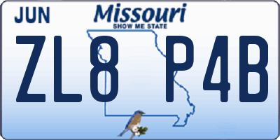 MO license plate ZL8P4B