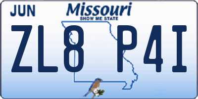 MO license plate ZL8P4I
