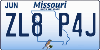 MO license plate ZL8P4J