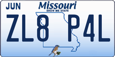 MO license plate ZL8P4L