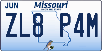 MO license plate ZL8P4M