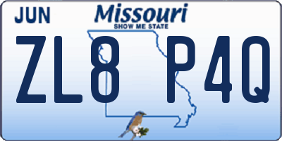 MO license plate ZL8P4Q