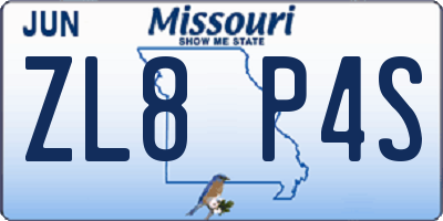 MO license plate ZL8P4S