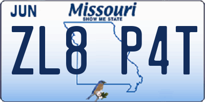 MO license plate ZL8P4T