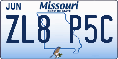 MO license plate ZL8P5C