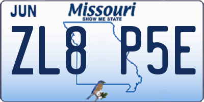 MO license plate ZL8P5E
