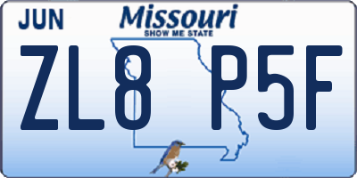 MO license plate ZL8P5F