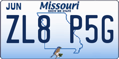 MO license plate ZL8P5G