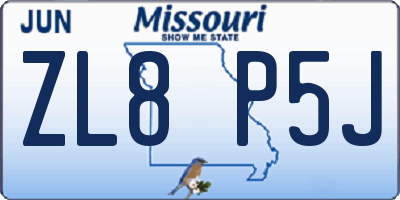 MO license plate ZL8P5J