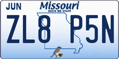 MO license plate ZL8P5N