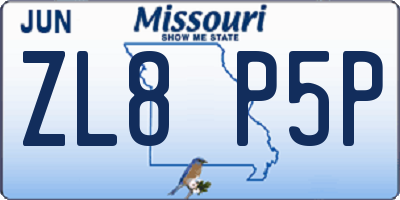 MO license plate ZL8P5P