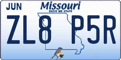 MO license plate ZL8P5R