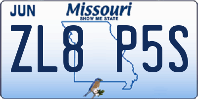 MO license plate ZL8P5S