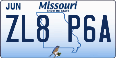 MO license plate ZL8P6A
