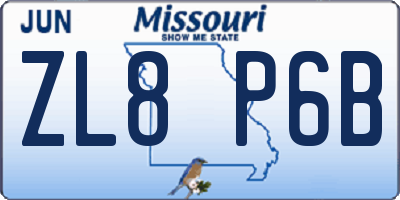 MO license plate ZL8P6B
