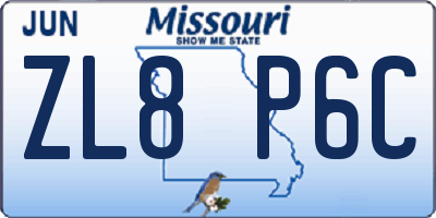 MO license plate ZL8P6C