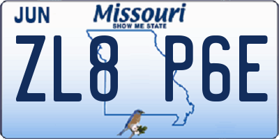 MO license plate ZL8P6E
