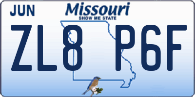 MO license plate ZL8P6F