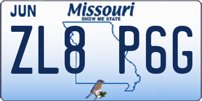 MO license plate ZL8P6G