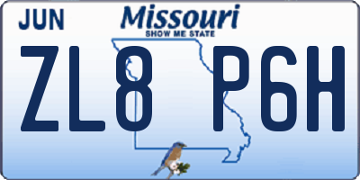 MO license plate ZL8P6H