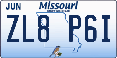 MO license plate ZL8P6I