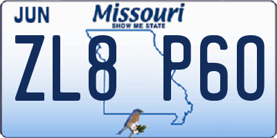 MO license plate ZL8P6O
