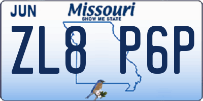 MO license plate ZL8P6P