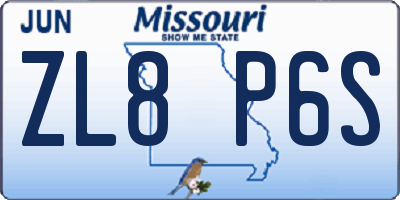 MO license plate ZL8P6S
