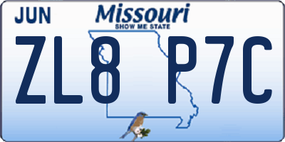 MO license plate ZL8P7C