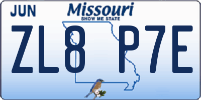 MO license plate ZL8P7E