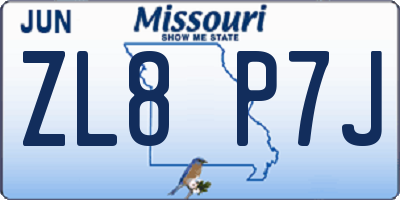 MO license plate ZL8P7J
