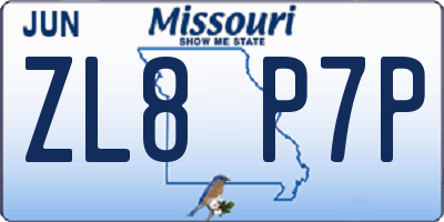 MO license plate ZL8P7P