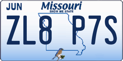 MO license plate ZL8P7S