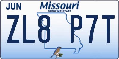 MO license plate ZL8P7T