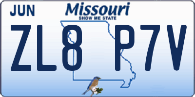 MO license plate ZL8P7V