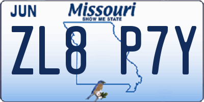 MO license plate ZL8P7Y