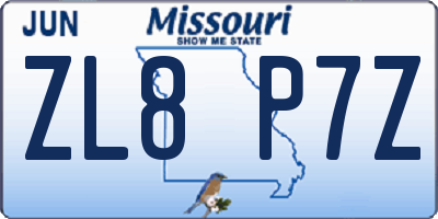 MO license plate ZL8P7Z