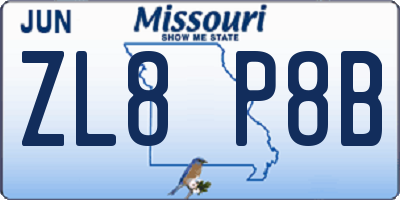 MO license plate ZL8P8B