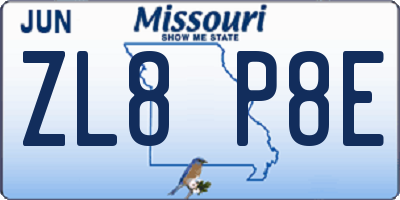 MO license plate ZL8P8E