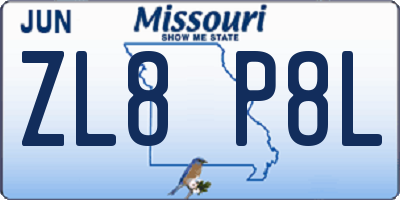 MO license plate ZL8P8L