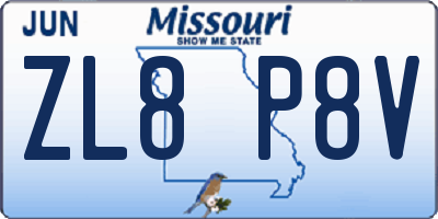 MO license plate ZL8P8V