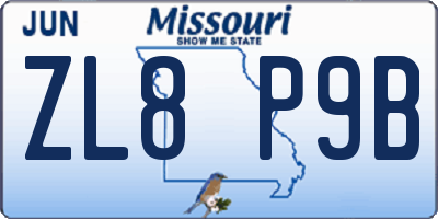 MO license plate ZL8P9B