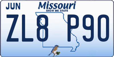 MO license plate ZL8P9O