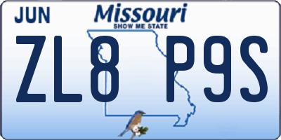 MO license plate ZL8P9S