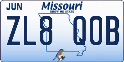 MO license plate ZL8Q0B
