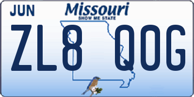 MO license plate ZL8Q0G
