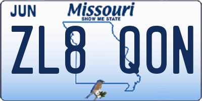 MO license plate ZL8Q0N